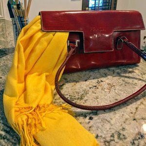 Prada Red Leather Handbag with Houndstooth Lining